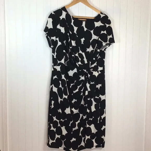 💖 Ellen Tracy | Black/White Twist Front Jersey Dress Size XL - Picture 3 of 12